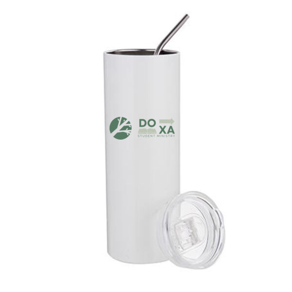 20 Oz Stainless Steel Tumbler with Straw & Lid - Sublimated Logo 20 Oz Stainless Steel Tumbler with Straw & Lid - Sublimated Logo Thumbnail